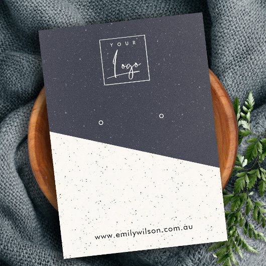 白黒テクスチャセラミックイヤリングディスプレイロゴB 名刺