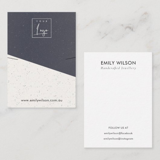 白黒テクスチャセラミックネックレスディスプレイロゴ 名刺 (正面/裏面)