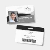 白黒テンプレートビジネスロゴの写真名ID バッジ (正面＆裏面)