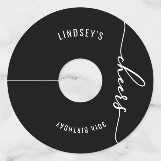 白黒テーマパーティー ワイングラスタグ (正面)