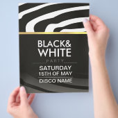 白黒ディスコパーティーテーマ用チラシ チラシ (手)