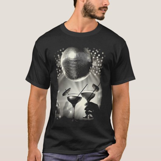 白黒ディスコボールハイヒールテキーラ Tシャツ (正面)