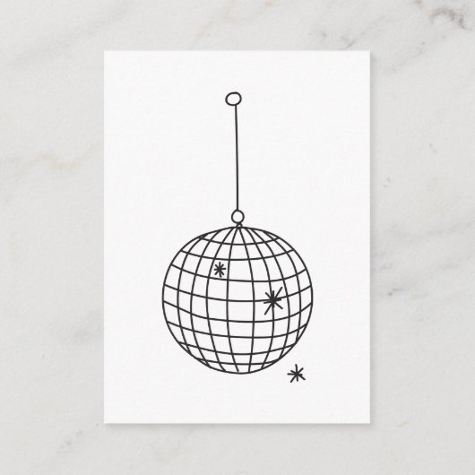 白黒ディスコ球の結婚詳細QRコード エンクロージャーカード (裏面)