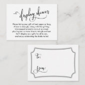 白黒ディスプレエレガントイブライダルシャワーラベル エンクロージャーカード (正面/裏面)