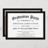 白黒ディプロマスタイル卒業党 招待状 (正面/裏面)