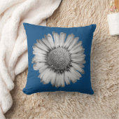白黒デイジーオンクラシックブルー クッション (ブランケット)