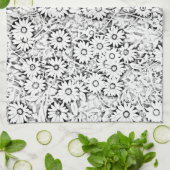 白黒デイジータオル キッチンタオル (折り畳み)