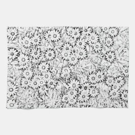 白黒デイジータオル キッチンタオル