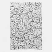 白黒デイジータオル キッチンタオル (縦)