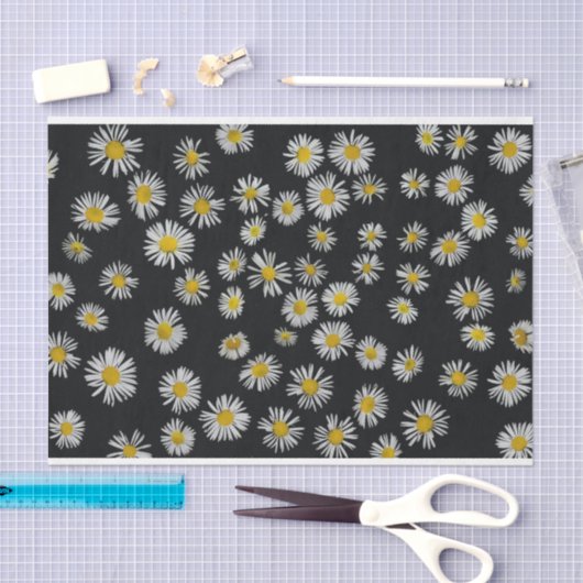 白黒デイジーデコペポップ・アートのアの模様 薄葉紙 (クラフト)