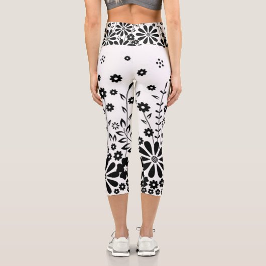 白黒デイジーハイウェストカプリレギンス カプリレギンス (裏面)