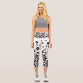 白黒デイジーハイウェストカプリレギンス カプリレギンス (正面)