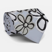 白黒デイジーパターン ネクタイ (ロール)