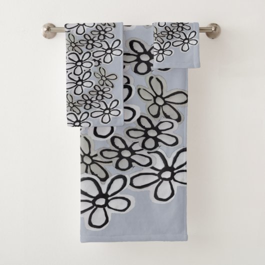 白黒デイジーパターン バスタオルセット (インサイチュ)