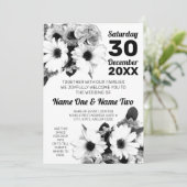 白黒デイジーフラワーシックフローラ 招待状 (スタンド正面)