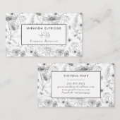 白黒デイジーフローラバラ 名刺 (正面/裏面)