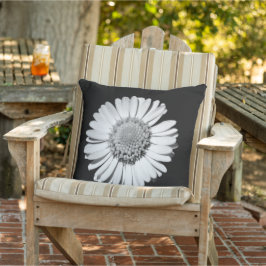 白黒デイジーフローラ植物写真 アウトドアクッション