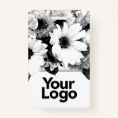 白黒デイジー花カーネーションフローラ写真 バッジ (裏面)