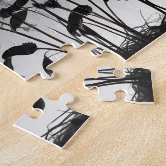 白黒デイジー花夢の風景 ジグソーパズル (側面)