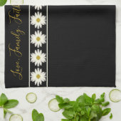 白黒デイジー設計 キッチンタオル (折り畳み)