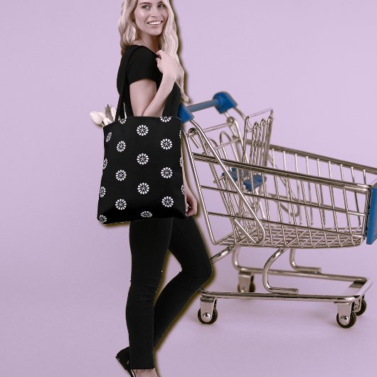 白黒デイジー-アールデコパターン トートバッグ