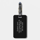 白黒デイジー パーソナライズされた ラゲッジタグ (裏面縦)