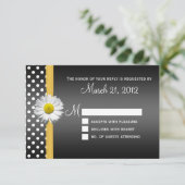 白黒デイジーRSVPカード 出欠カード (スタンド正面)