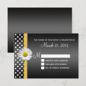 白黒デイジーRSVPカード 出欠カード (正面/裏面)