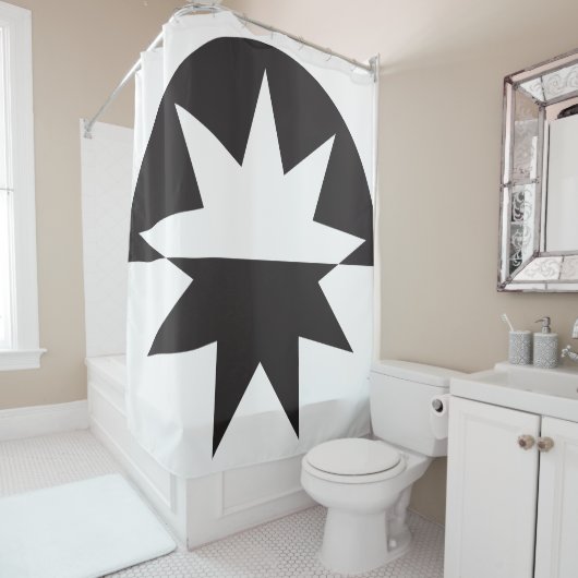 白黒デコスター日が差すこと シャワーカーテン (インサイチュ)