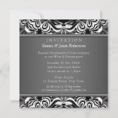 白黒デコールレースエレガントディナーパーティー招待状 招待状 (裏面)