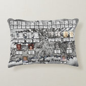 白黒デジタルアートのフォトファミリーの木 アクセントクッション (正面)