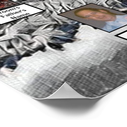 白黒デジタルアートのフォトファミリーの木 ポスター (角)