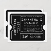 白黒デジタル卒業チケット招待状 招待状 (正面/裏面)