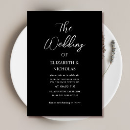 白黒デジタル結婚式招待状テンプレート 招待状