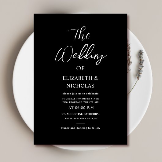 白黒デジタル結婚式招待状テンプレート 招待状