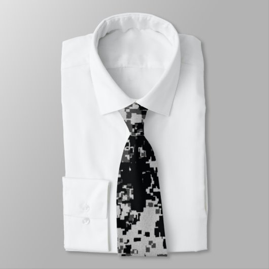 白黒デジタル軍の迷彩柄のタイ ネクタイ (タイ)