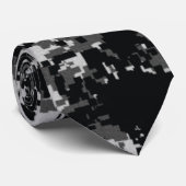 白黒デジタル軍の迷彩柄のタイ ネクタイ (ロール)