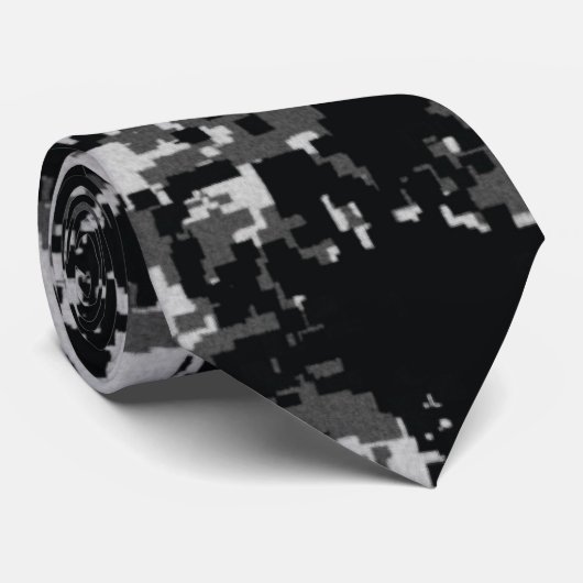 白黒デジタル軍の迷彩柄のタイ ネクタイ (ロール)