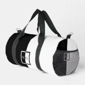 白黒デュオチェッカーボードイニシャル測定 ダッフルバッグ (右コーナー)