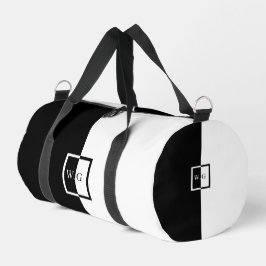 白黒デュオチェッカーボードイニシャル測定 ダッフルバッグ