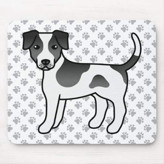 白黒デンマークスウェーデン農場犬 かわいい犬 マウスパッド (正面)