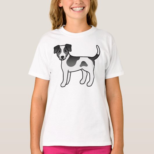 白黒デンマークスウェーデン農場犬 かわいい犬 Tシャツ (正面)