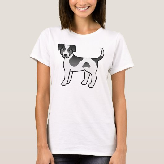 白黒デンマークスウェーデン農場犬 かわいい犬 Tシャツ (正面)