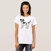 白黒デンマークスウェーデン農場犬 かわいい犬 Tシャツ (正面フル)