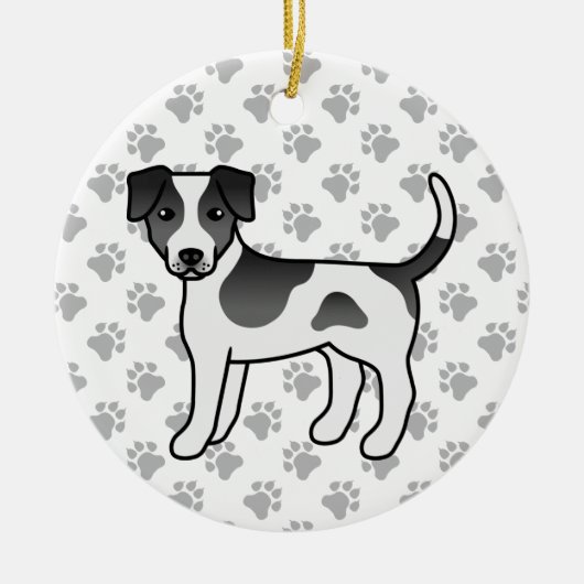 白黒デンマーク語 – スウェーデン語かわいい犬 セラミックオーナメント (正面)