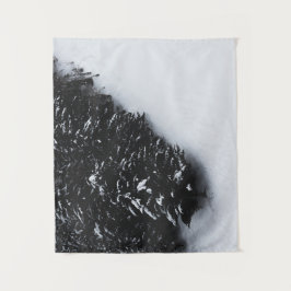 白黒トウヒの森と雪 タペストリー