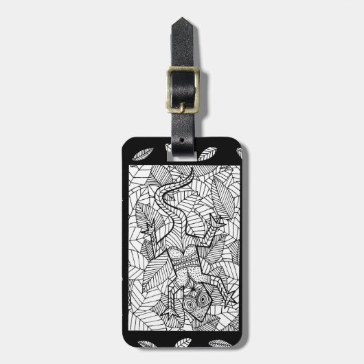 白黒トカゲのバッグのラベル ラゲッジタグ (正面縦)