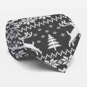 白黒トナカイのセーター見たクリスマス ネクタイ (ロール)