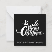 白黒トナカイのメリークリスマスホリデー ノートカード (正面)