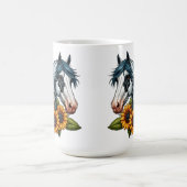 白黒トベロ絵を描ウマとヒマワリ コーヒーマグカップ (中央)